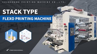 6 Colors Plastic Film Stack Type Flexo Printing Machine With Double Unwinder And Rewinder
