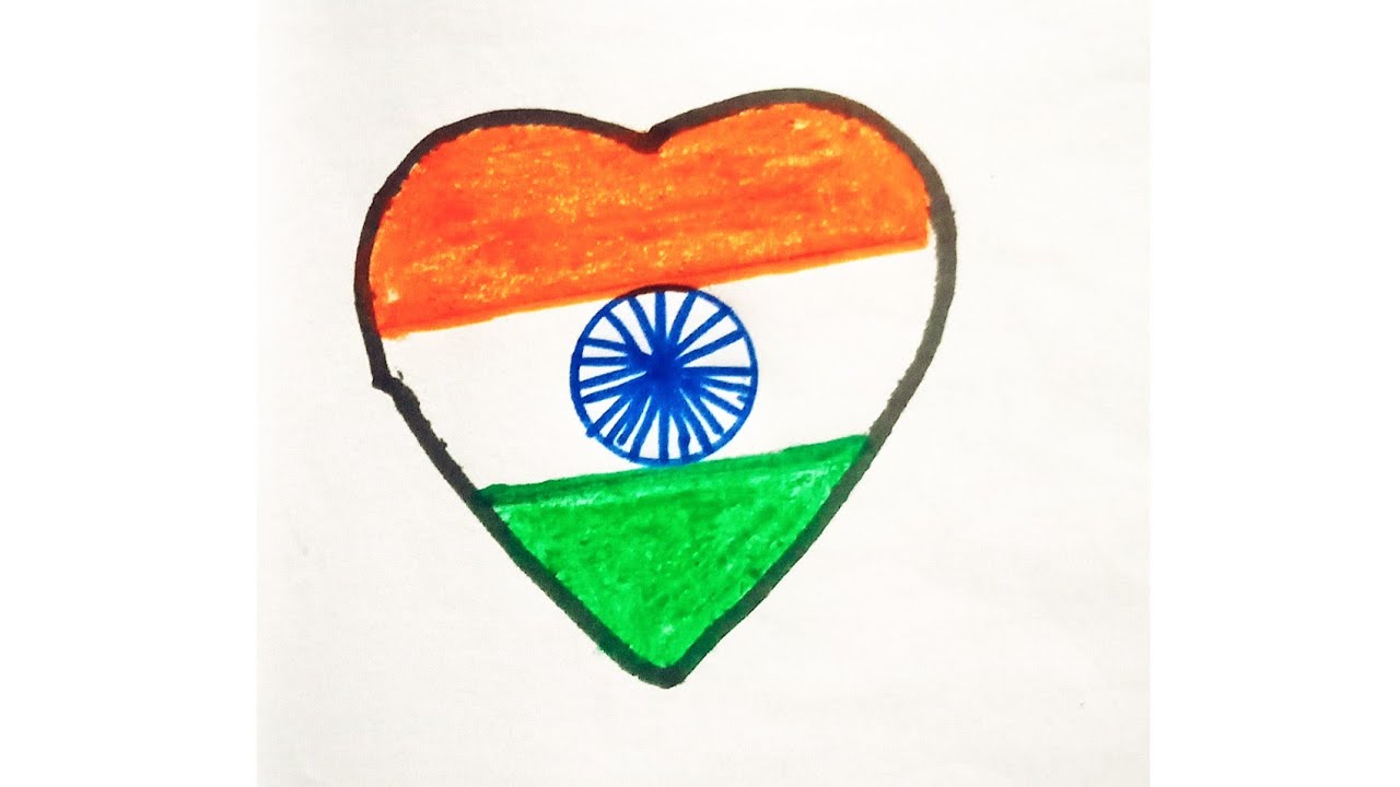 Easy Heart Drawing For Independence Day 