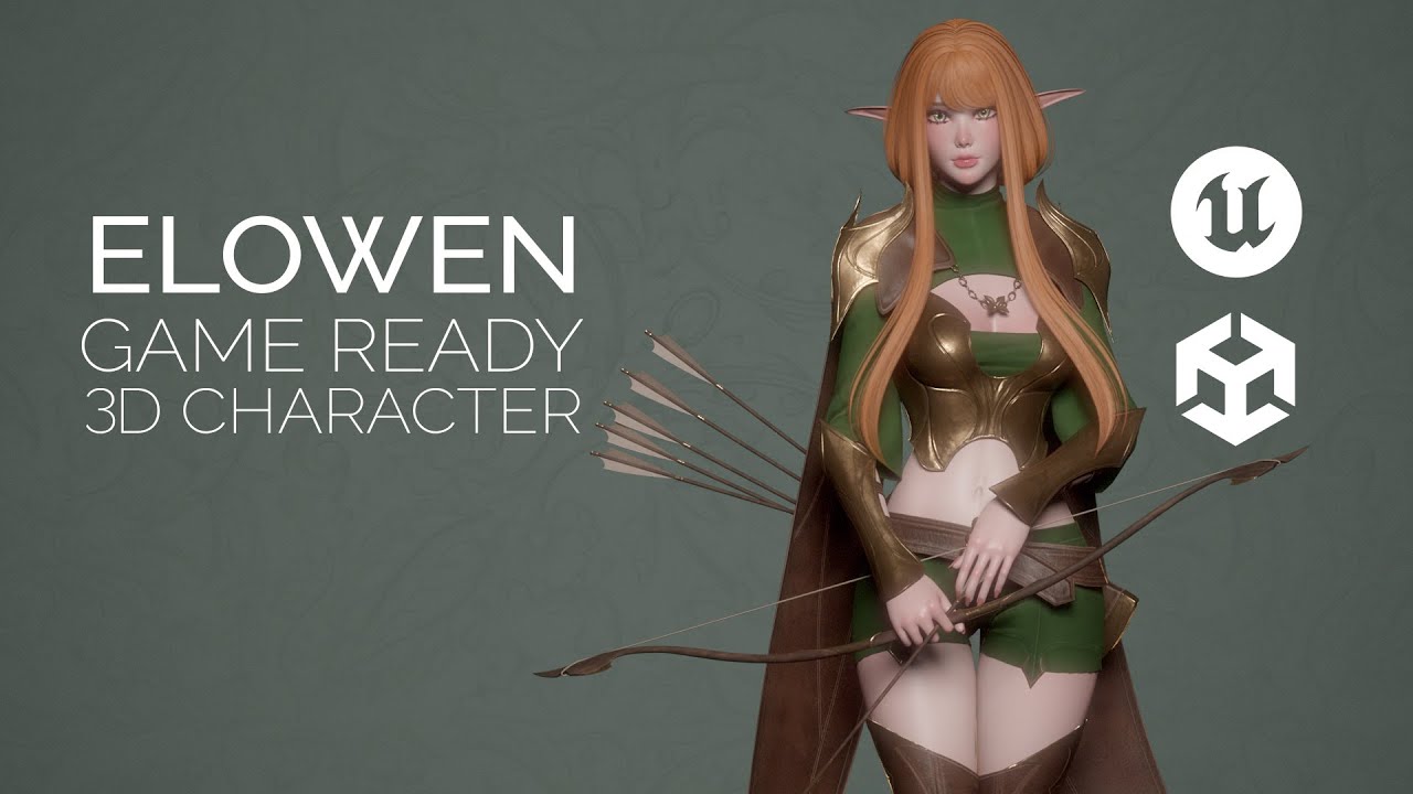 PREVIEW: Elf Archer Girl Elowen - GAME READY 3D Character