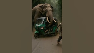 Elephant attack three wheeler #wildliferescue #aiwildlifeshort #elephantattack #wildlife