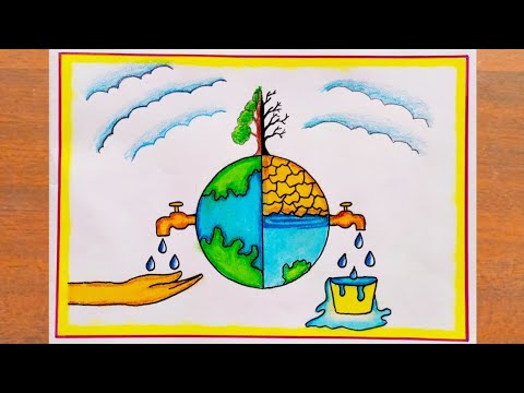 Paryavaran --poster making in Hindi... | Poster drawing, Save water poster  drawing, Social awareness posters
