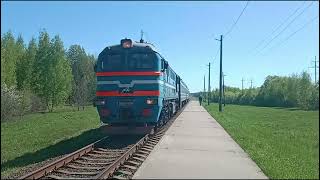 2М62-0316+ДРБ1м-06 Рабкор-Бобруйск прибывают на о.п. Туголица (перегон Красный брод - Бобруйск)