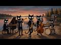 We Came by Water. Black Cats Calm Autumn Vintage Noir Jazz beside a Still Northern Lake