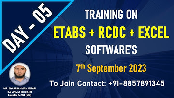 ETABS + RCDC + EXCEL (Live Session Day - 05) | 08th September 2023 | Batch 13 I ETABS Training