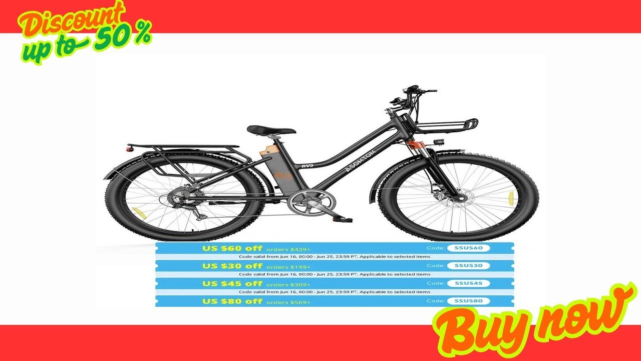 Asomtom RV3 26" Urban Commuter Electric Bike 350W Motor 36V 10Ah Battery