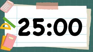 25 Minute Cute Back to School Math Timer (Fun Bells Alarm at End, No Music)