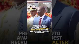 Ruto awards the best recruit in character development during KDF recruits’ passing-out parade