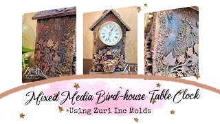 Mixed Media MDF Birdhouse Table Clock Using @DesignWithZuri Silicone Mold | Easy DIY Table Clock