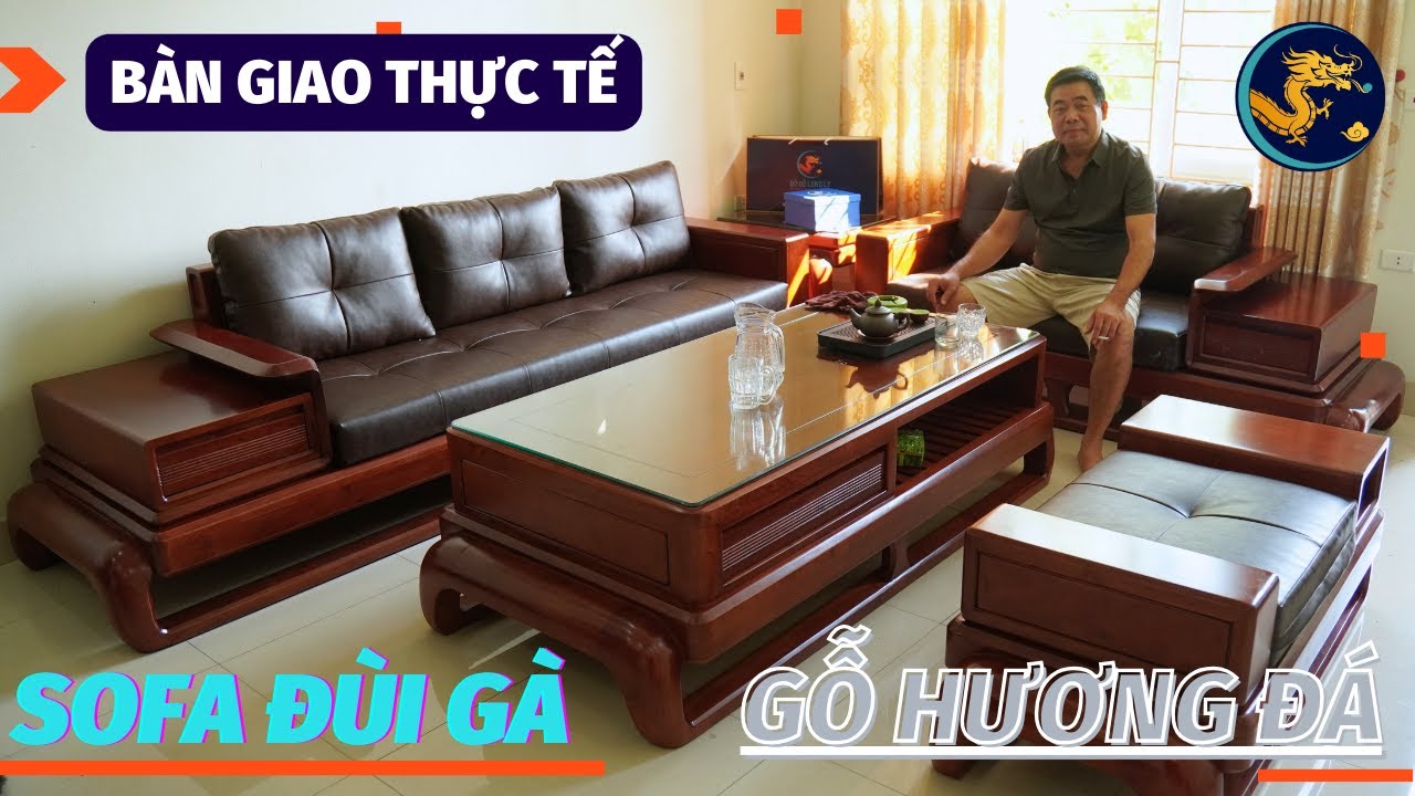 🔴 Bàn Giao Sofa Góc L Mẫu Đùi Gà - Gỗ Hương Đá Hàng Kỹ