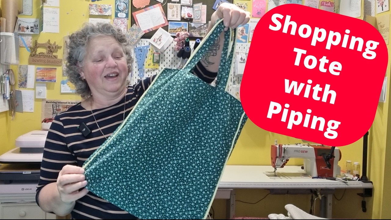 Shopping Tote with Piping Feature on Sides and Handles