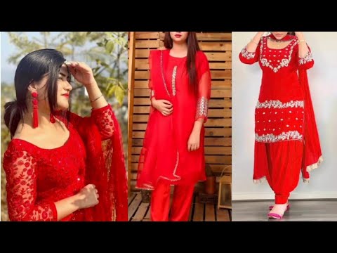 Red Patiala Punjabi Suits, Red Patiala Punjabi Salwar Kameez and Red  Patiala Punjabi Salwar Suits Online Shopping