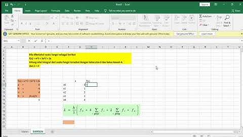 Integrasi Numerik Metode Simpson 1/3 menggunakan Excel.