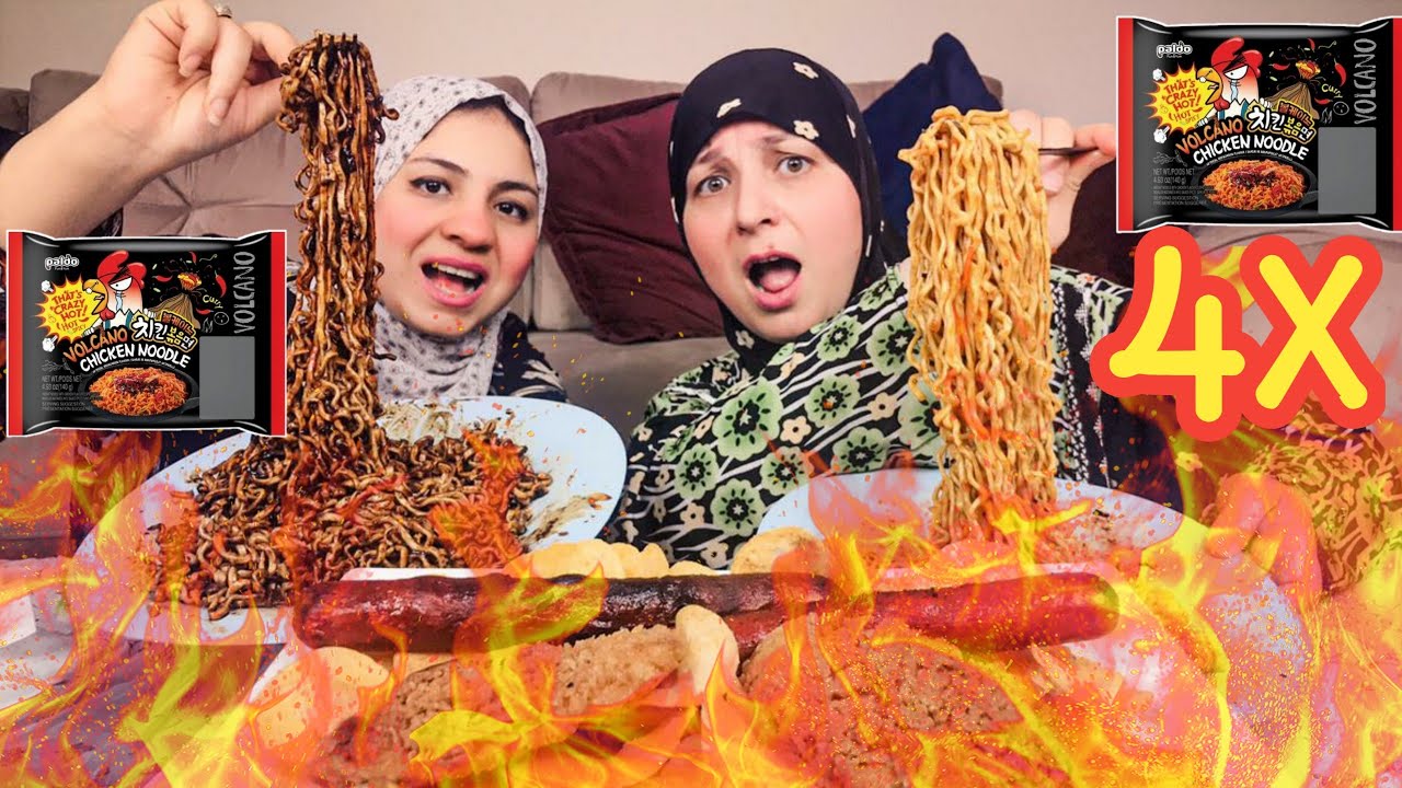 لاول مره فى مصر تحدى وتجربه النودلز الكورى 4x الحار ضد النودلز الزيرو x