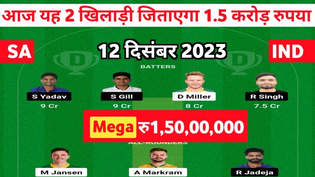 GL Team| IND vs SA  Match Analysis | SA vs IND Dream11 Team | Today 2nd T20 Match prediction