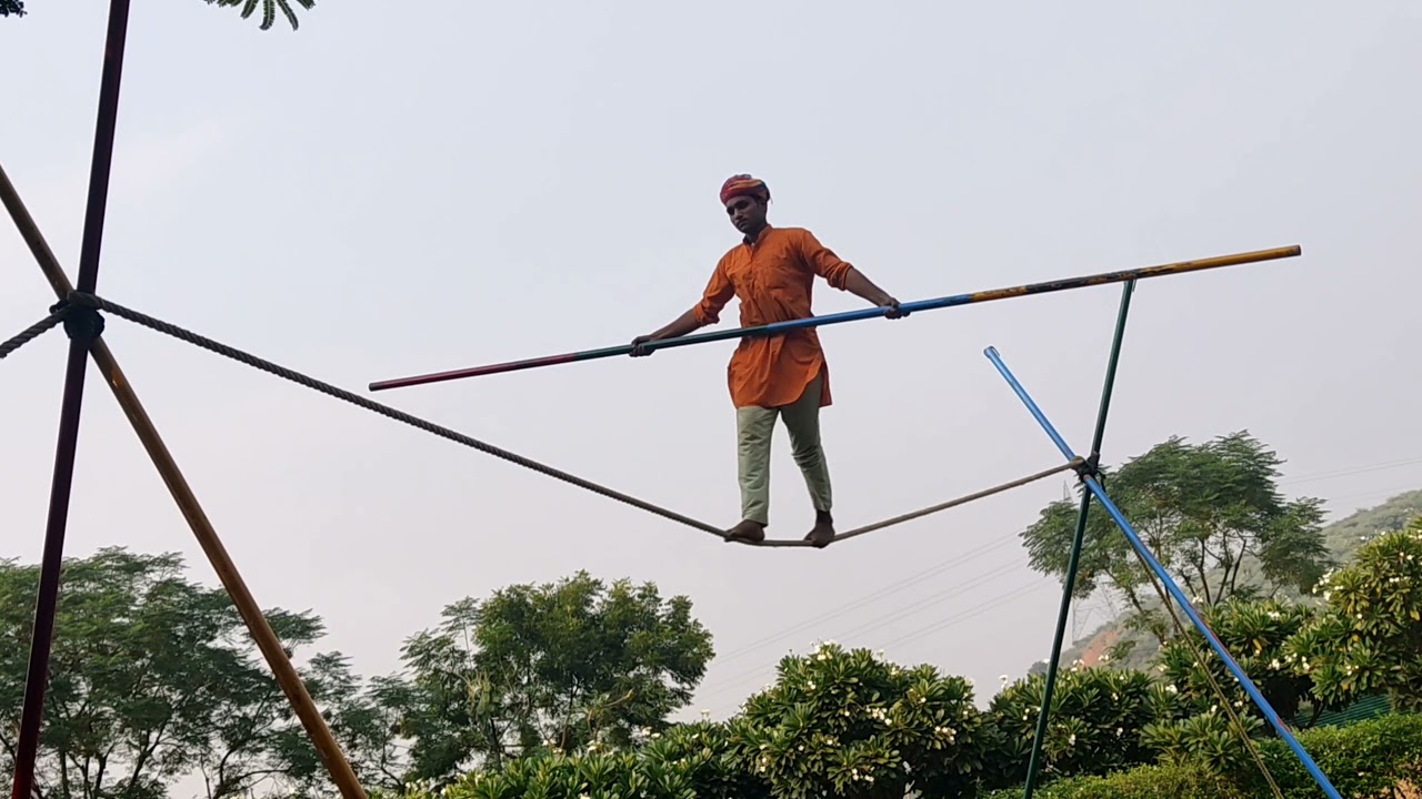 Rope balance, Rope walking, Amazing street circus balancing art at  Lohagard(part-4) 