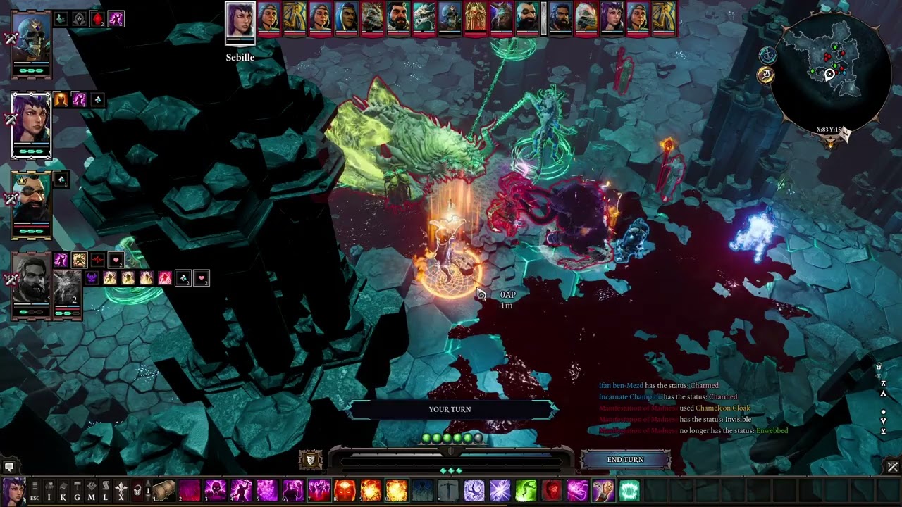 DOS2 Tactician fight: The devourer with a level 14 party (Physical) 1 round