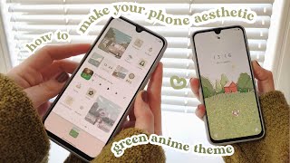 how to make your phone aesthetic✨ pastel green theme | anime aesthetic🌿 screenshot 5