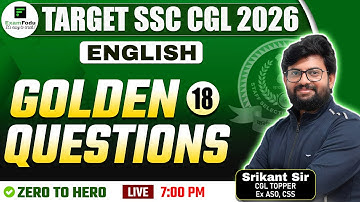 ENGLISH GOLDEN QUESTIONS -18 FOR TARGET SSC CGL 2026 | SRIKANT SIR ENGLISH #ExamFodu