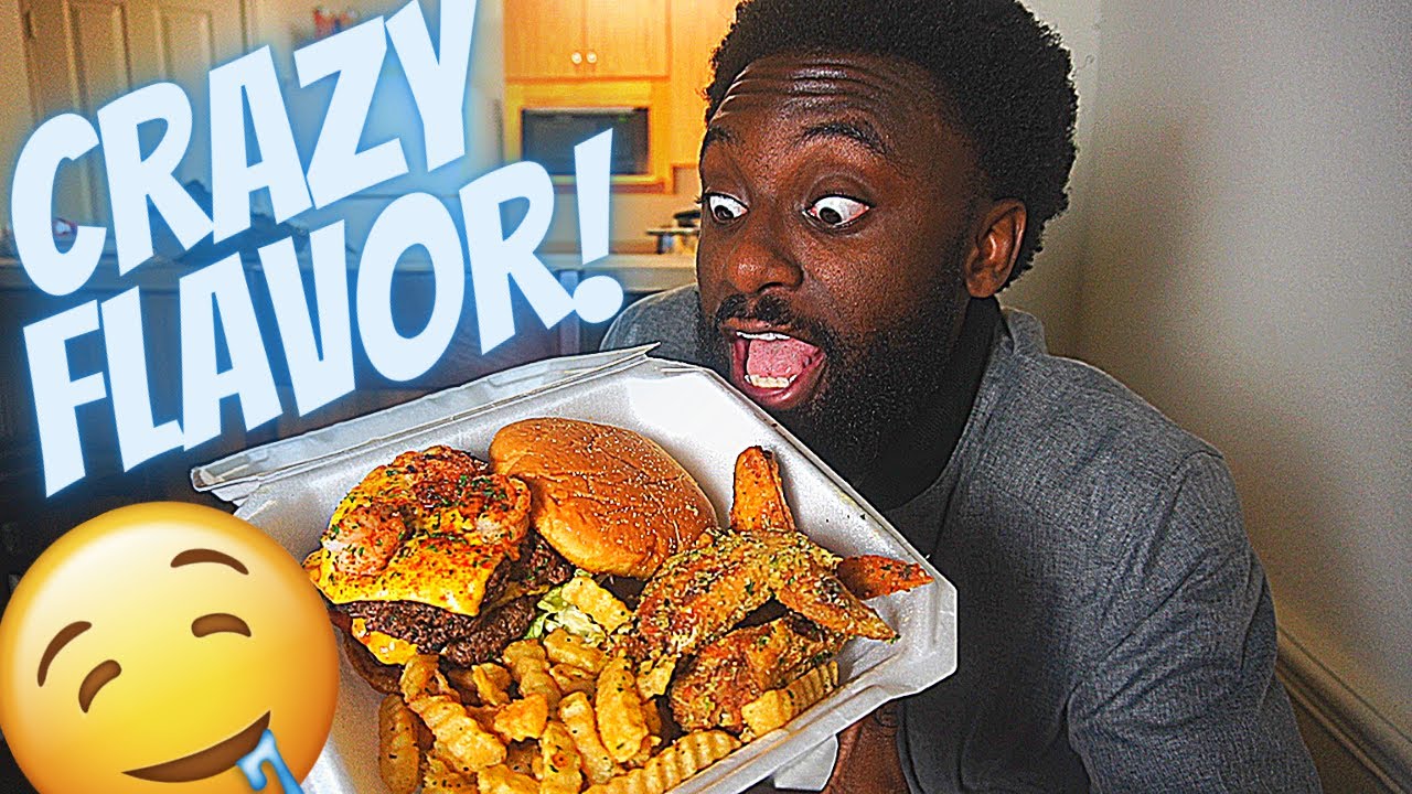 ASMR: CAJUN SHRIMP BURGER/PARM WINGS/FRIES (Swamp Religion) Food Truck!!