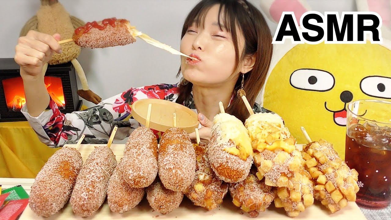 【ASMR】ミョンランハットグ全種類チャレンジで食べるだけ版。（BGM,喋り抜き版）