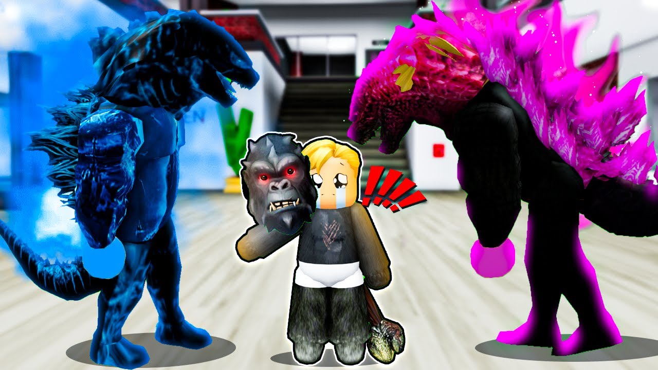 فيلم روبلوكس : تخيل كينج كونج فى سكن كيوت 🦍 يدخل مدرسة جودزيلا 🦖🔥😱 النهاية حلوه قوى  ❤️