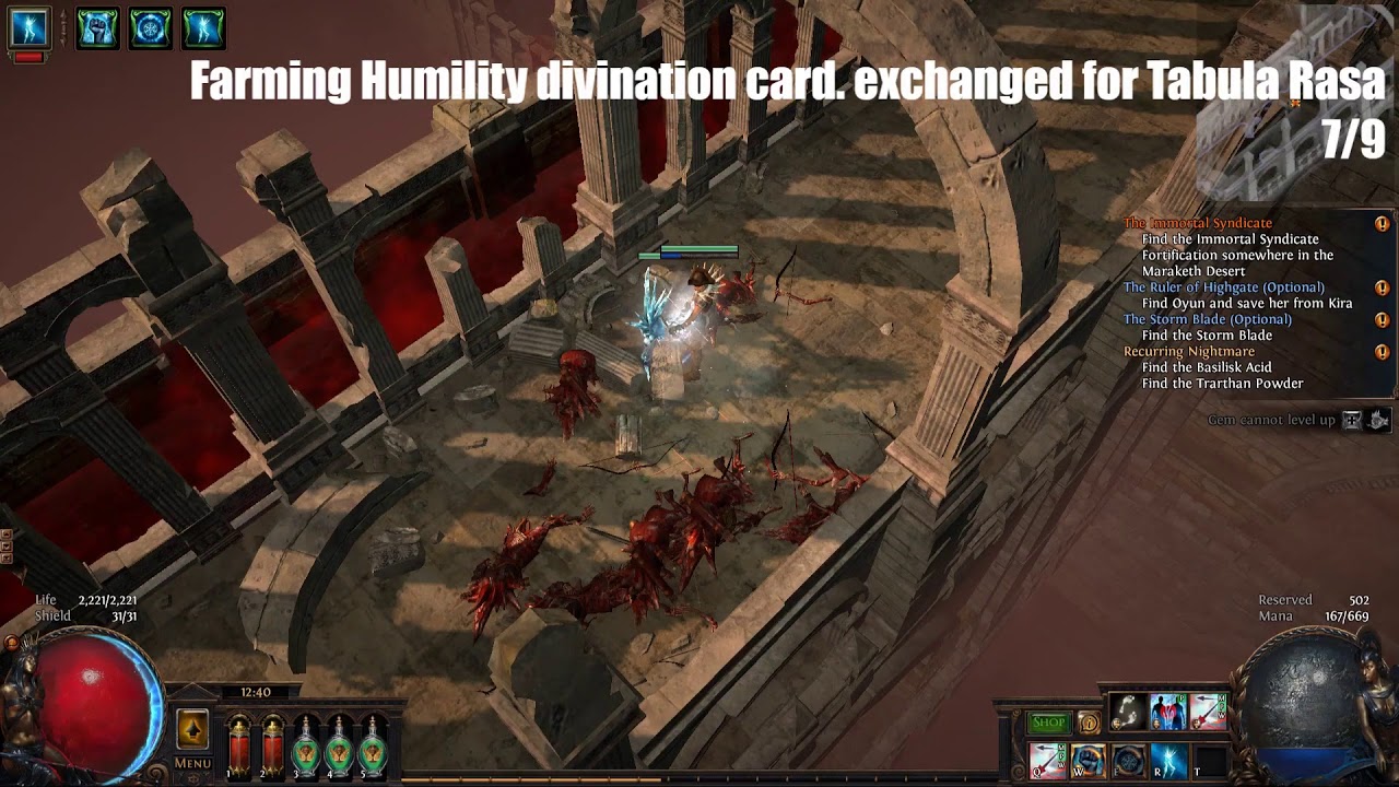 Farming Humility Divination Card Exchanged For Tabula Rasa YouTube