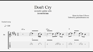 Acoustician - don't cry solo tab acoustic guitar (pdf + pro)