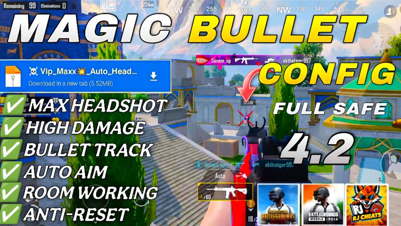 BGMI 4.2🔥 MAGIC BULLET TRACKING AUTO HEADSHOT CONFIG FILE | HIGH DAMAGE AIMBOT CONFIG & OBB BGMI 4.2