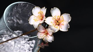 (eng)[딥아트]와이어로 벚꽃비녀 만들어보았어요/レジンアート/Dipped Wire Flowers