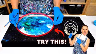 NEW TOOL for Planet EARTH POUR! 🌏 Pouring TIPS! Dancing UNIVERSE Acrylic Pouring🌌Abstract Galaxy Art