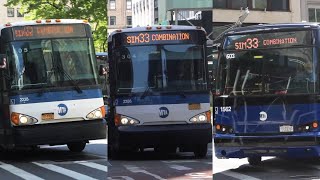 2021 Prevost X3-45 #1562 / 2008 MCI D4500CT #2228 / 2013 MCI D4500CT #2286 on the SIM33C in Midtown