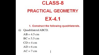 NCERT Solution CLASS-8 CHAPTER-4 PRACTICAL GEOMETRY  Ex-4.1 Q1 @bhullar