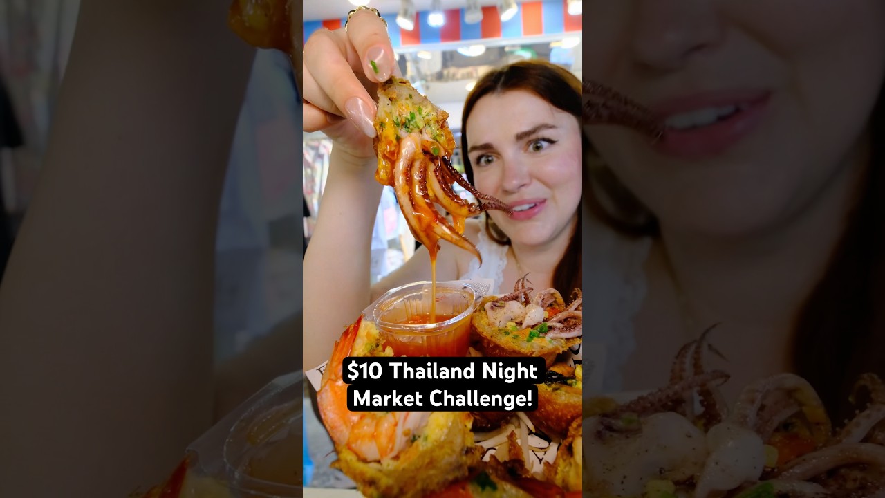 $10 Thailand night  market challenge! #ThaiFood #BangkokFood #nightMarket #StreetFood #Thailand