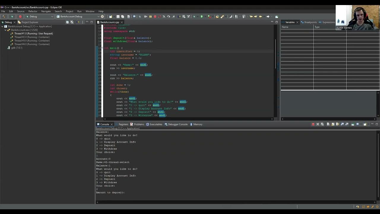 C++ basic bank account program demo - YouTube