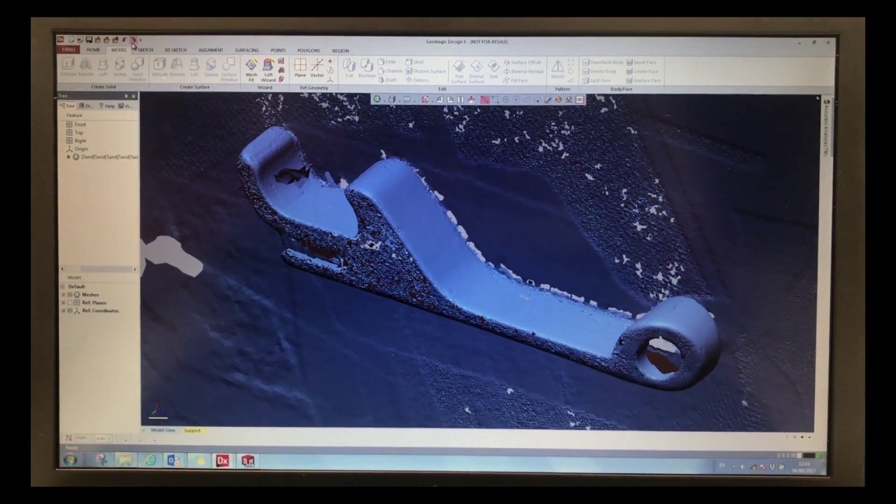 Workflow of a bottle opener being 3D scanned, imported into Fusion 360 and finally 3D printed.