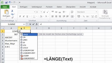 100 Excel 2010 Funktionen - Die Funktion LÄNGE