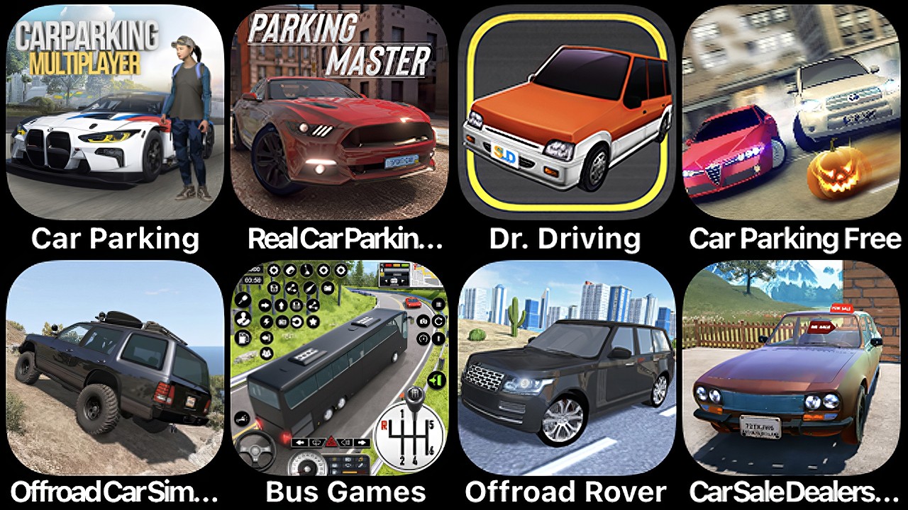 Car Parking, Real Car Parking, Dr Driving, Car Parking Free, Offroad Car Simulator, Bus Games