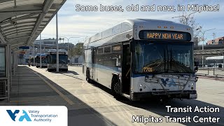 Buses in Milpitas BART, January 2025