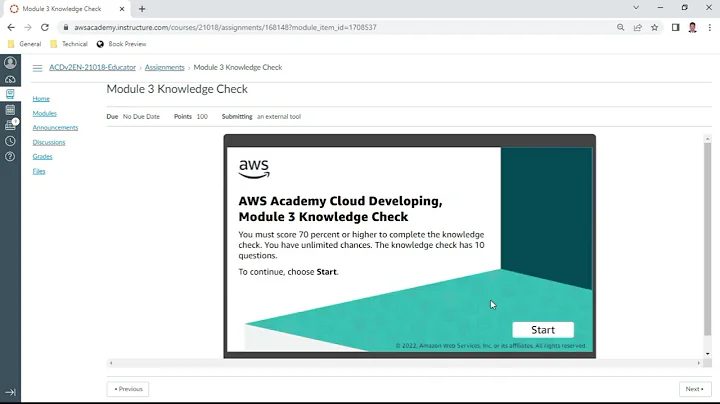 AWS Developing Module 3 - Knowledge Check - Anand K