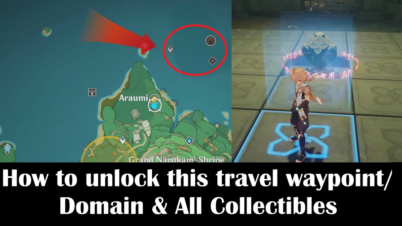 how to unlock Travel Waypoint (Above Araumi) Collectibles & Domain puzzle Genshin Impact YouTube