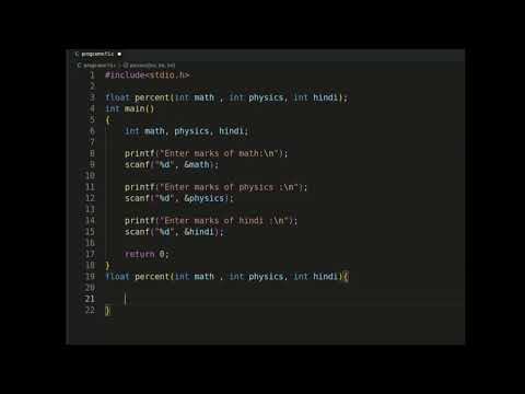 percentage calculator using c function | c programming in Linux Ubuntu(day-25)