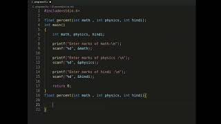 percentage calculator using c function | c programming in Linux Ubuntu(day-25)