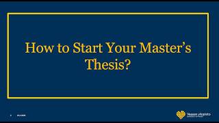 How to Start Your Master’s Thesis