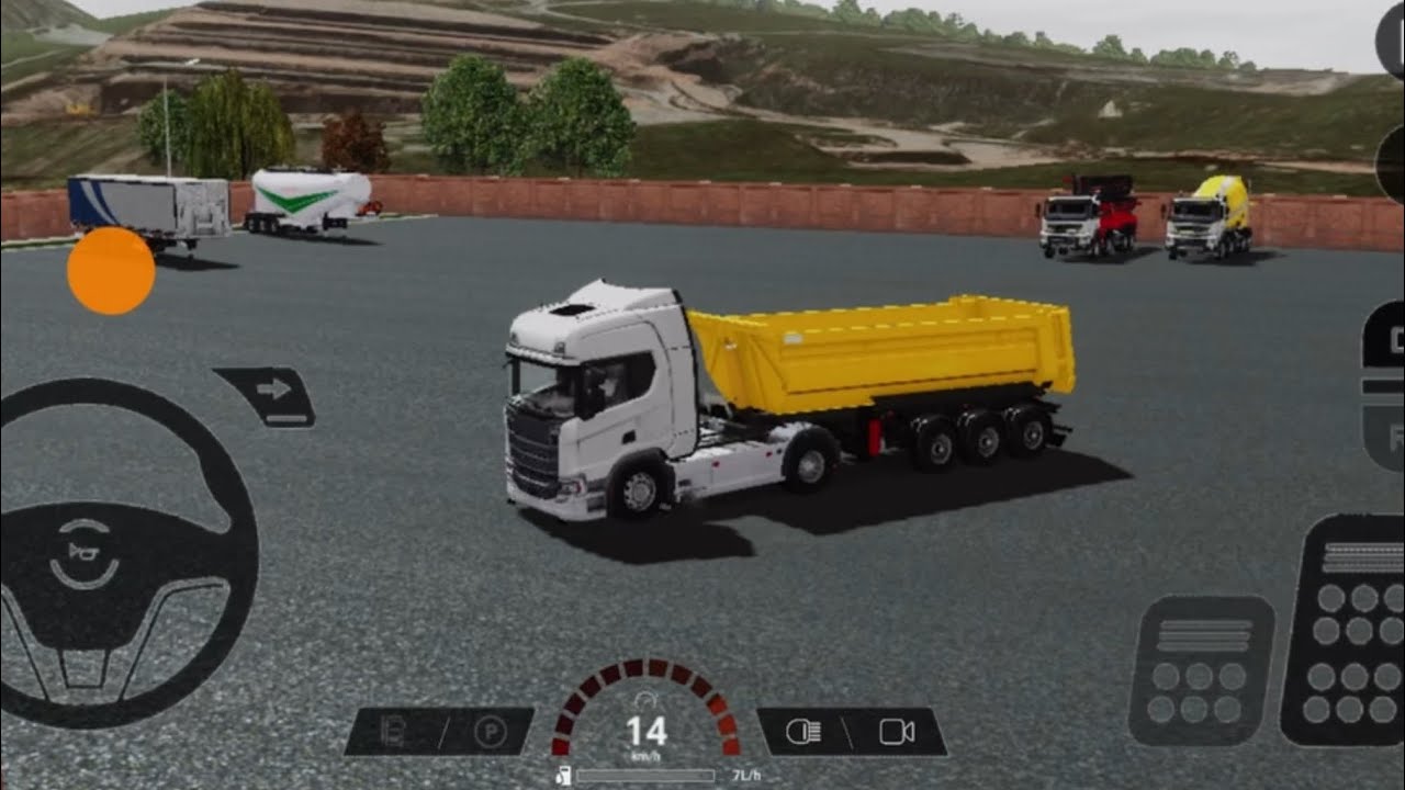 Mission car truck with long trailer transport car and transport land for materials.