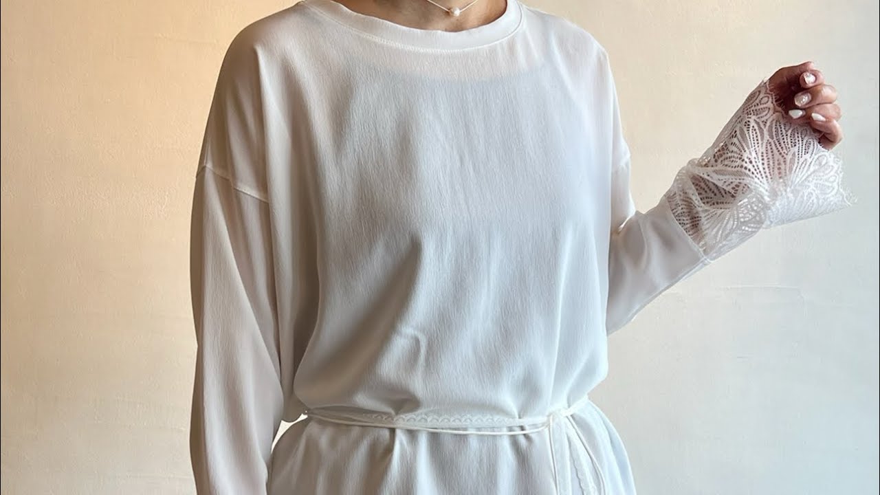 yun様⭐︎オーガ⭐︎BOUQUET⭐︎プーケットブラウス MARGAUX VINTAGE / Sheer Long-Sleeve T-Shirt with Lace Cuffs - YouTube