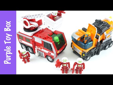 <strong>Fire</strong> Engine Truck And Remicon Truck Transformer <strong>Robot</strong> Toys 헬로카봇 유니버스 앵그리 퍼프 파이언트