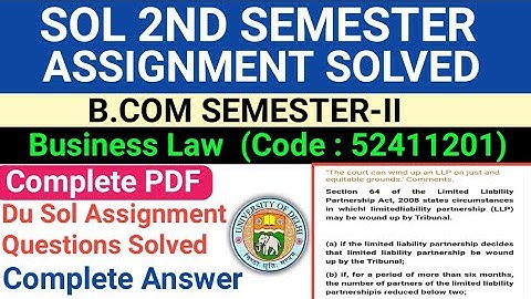 Business Law 2nd Semester  Assignment Solved | Sol 2nd sem Business Law Assignment 2021 | Assignment