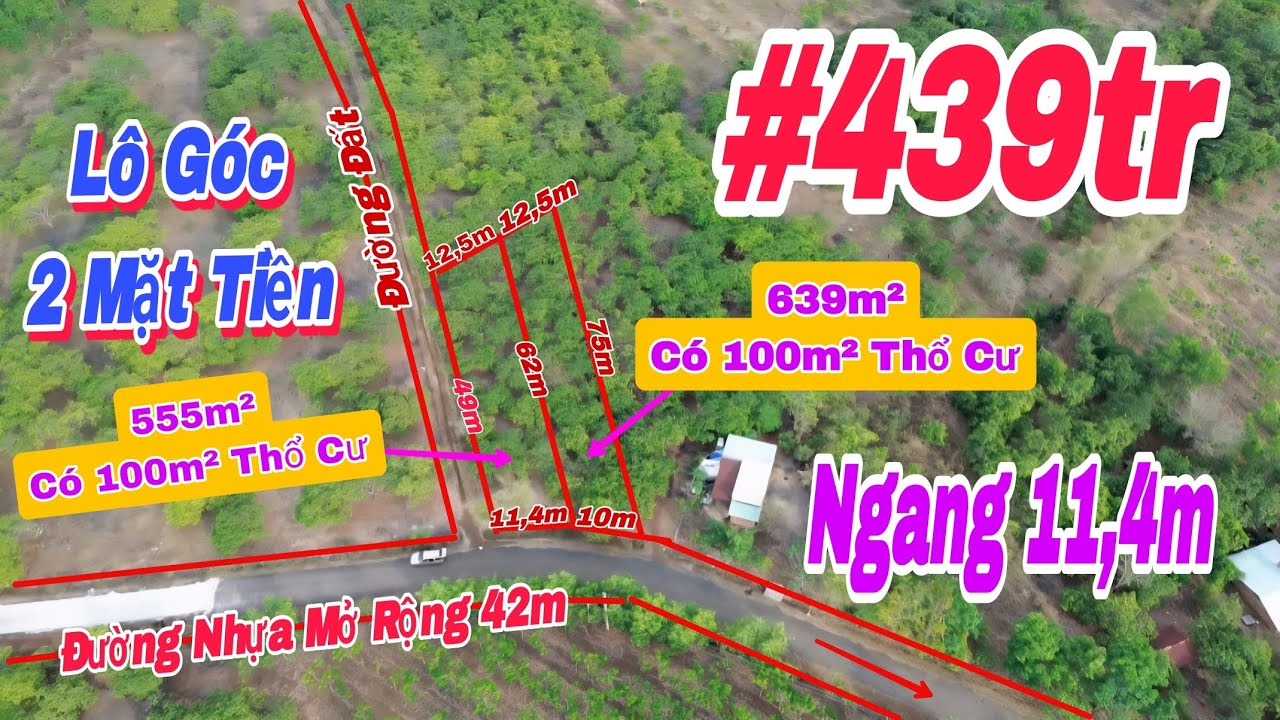 (11) 439tr | Đường Nhựa 42m, Cách Nhà Thờ Thanh An 2,5km Đất 2 Mặt Tiền LH 0867251968 #bdsbinhphuoc
