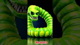 Green Worm Monster Awakens 🐍 | 3D Horror Comedy#GooeyAnimation #OddlySatisfyingVideo