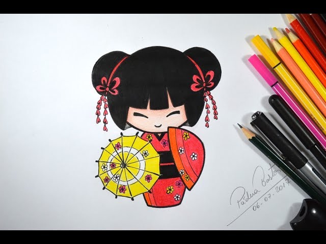 Desenho de menina chinesa para colorir